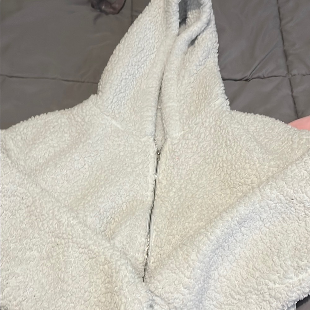 Cozy White Sherpa Cropped Hoodie